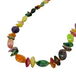 Vintage 1970s Beaded Necklace Multi Colored Faux Rocks